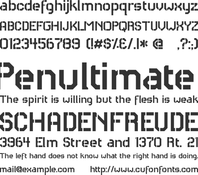 RH Carrier Stencil font preview