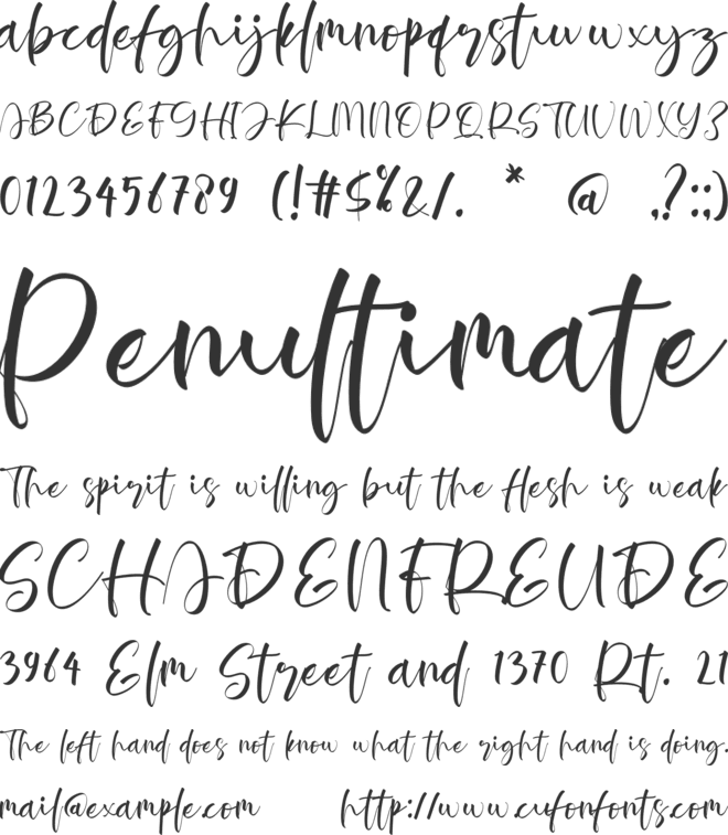 Bridget Kirana font preview