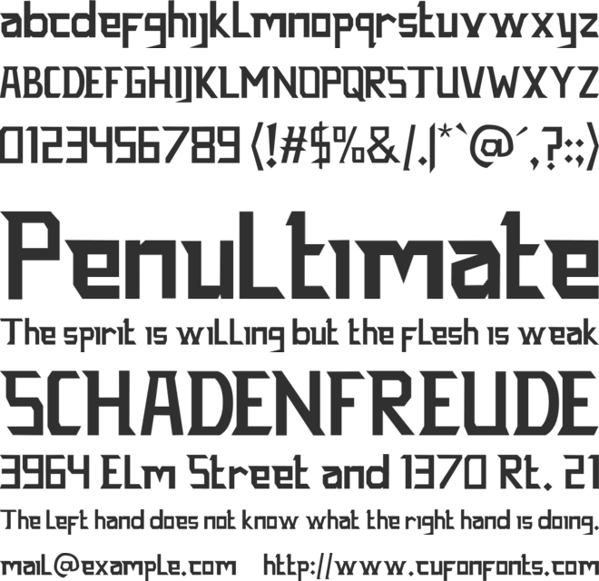 THE THREE font preview