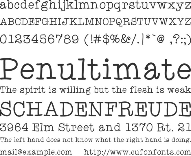 AniTypewriter font preview