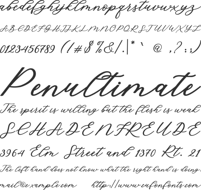 Cadosa Script font preview
