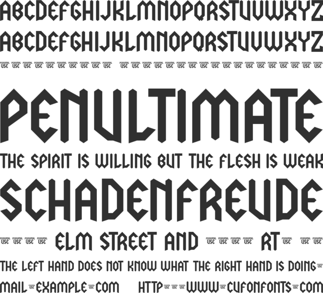 LJ Power Metal PERSONAL USE font preview