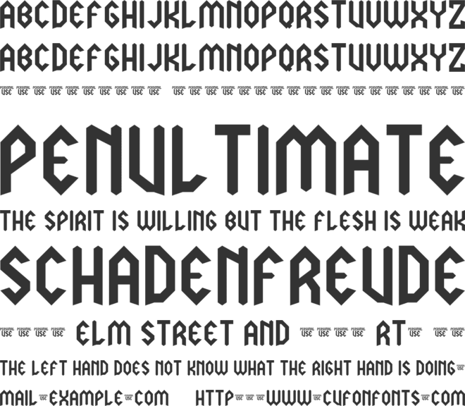 LJ Power Metal PERSONAL USE font preview