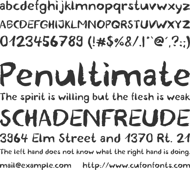 Blemished font preview