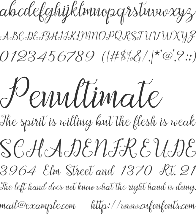 Afrile script font preview