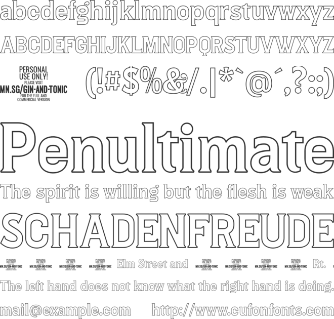 Gin And Tonic Out PERSONAL font preview