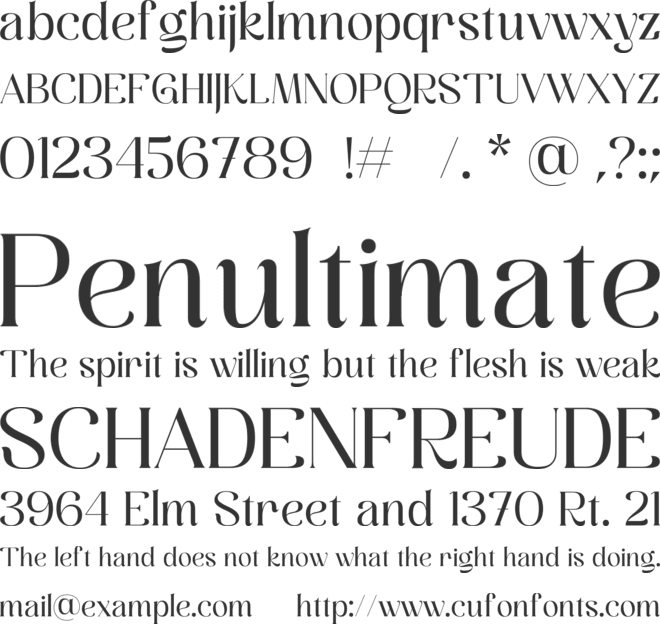 Employed font preview