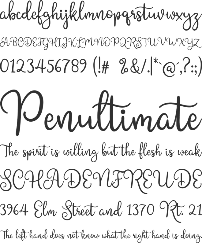 Shining Glory font preview