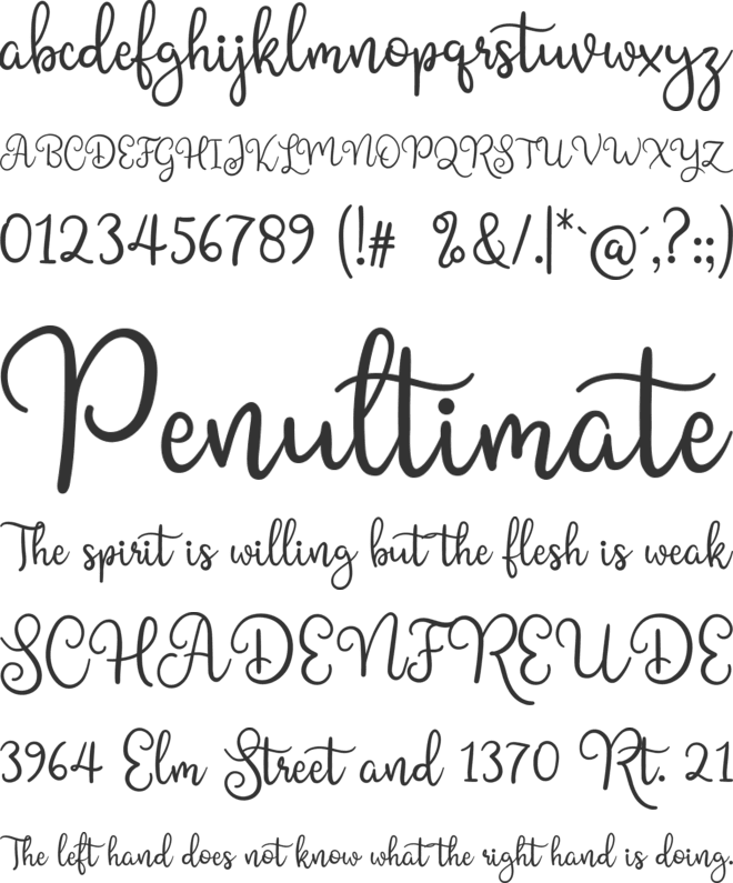Shining Glory font preview