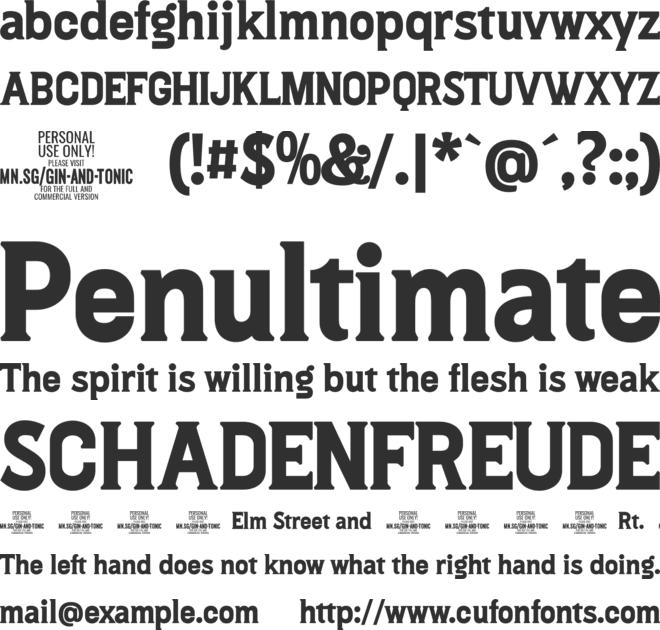Gin And Tonic PERSONAL USE font preview