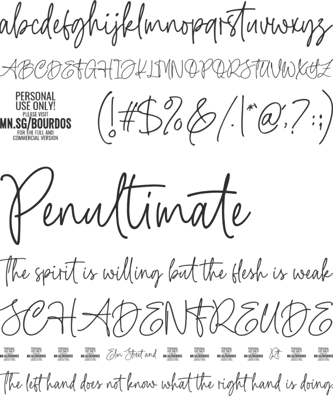 Bourdos PERSONAL USE ONLY font preview