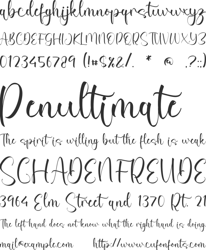 Milani Journey font preview