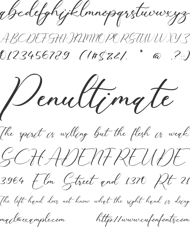 Samantha Meilani font preview