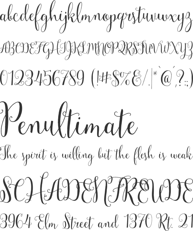 Mulberry Script font preview