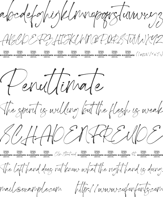 Black Phantom PERSONAL USE ONLY font preview