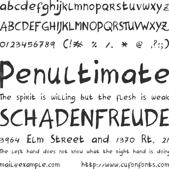 Hanoded font preview