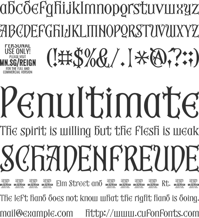 Fourth Reign PERSONAL USE ONLY font preview