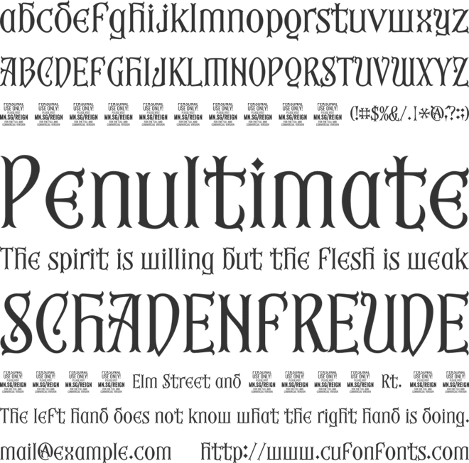 Fourth Reign PERSONAL USE ONLY font preview