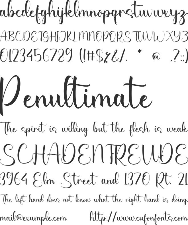 Pullman Penelope font preview