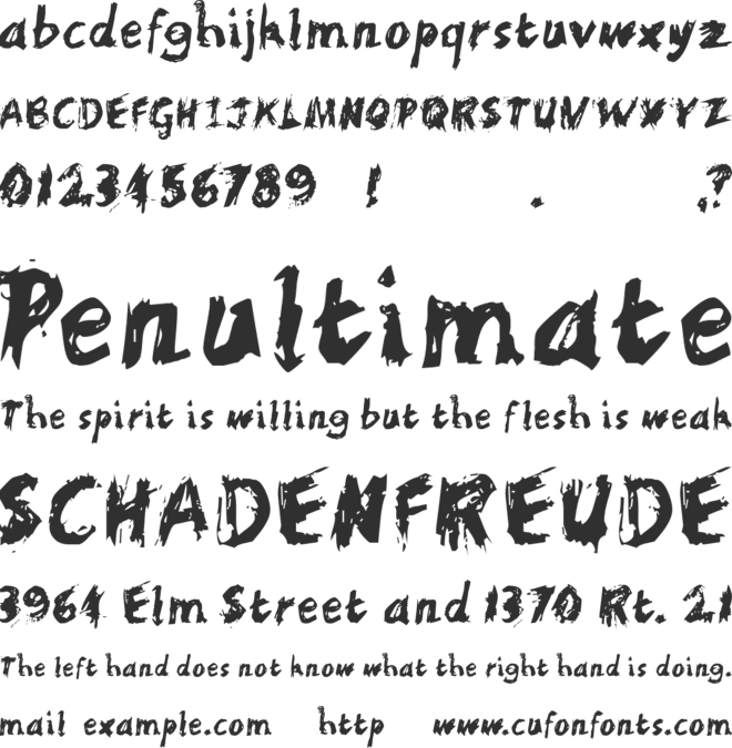 Scratchy font preview