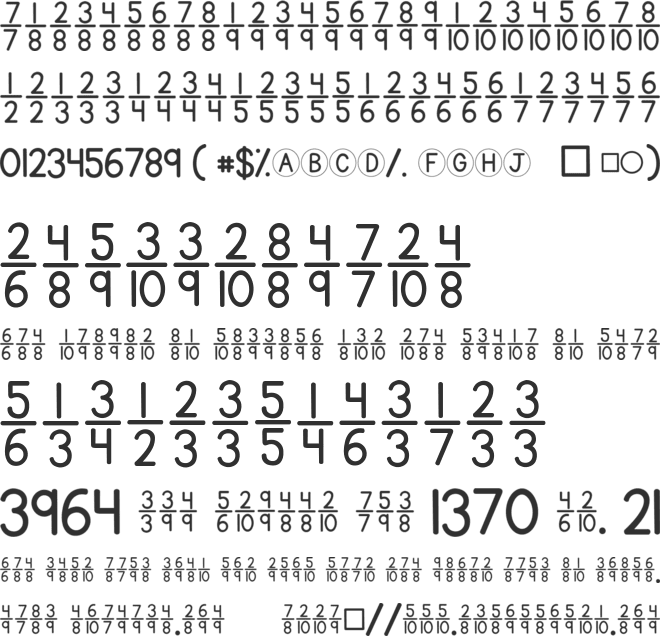 KG Traditional Fractions font preview