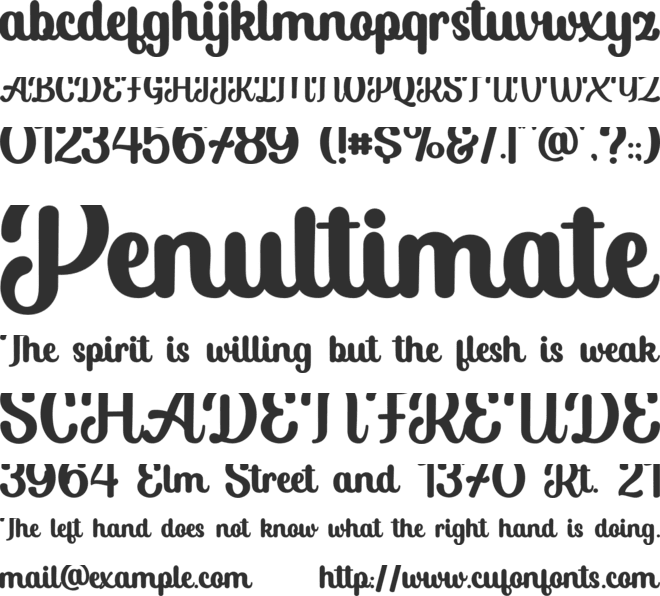 Saluted font preview