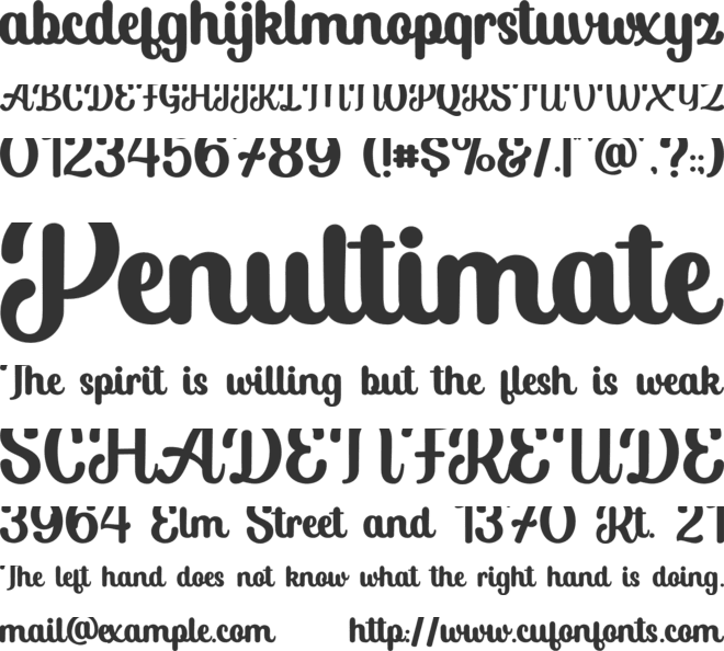 Saluted font preview