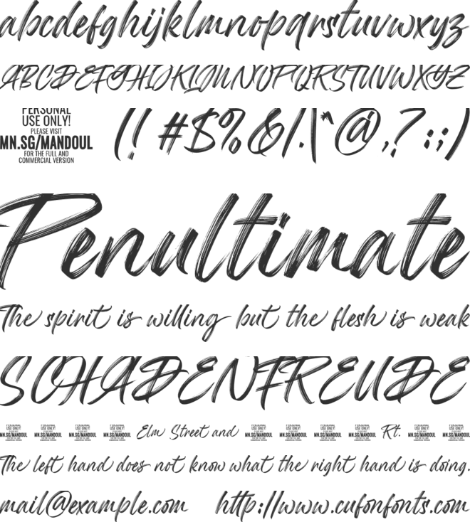 Mandoul Brush PERSONAL USE ONLY font preview