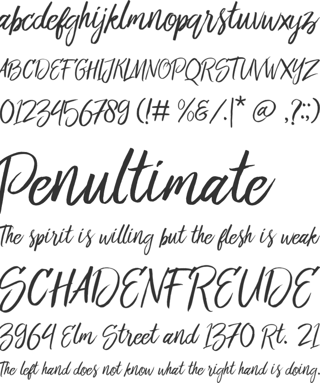 Bringshoot font preview