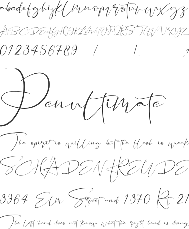Santeria Signature font preview