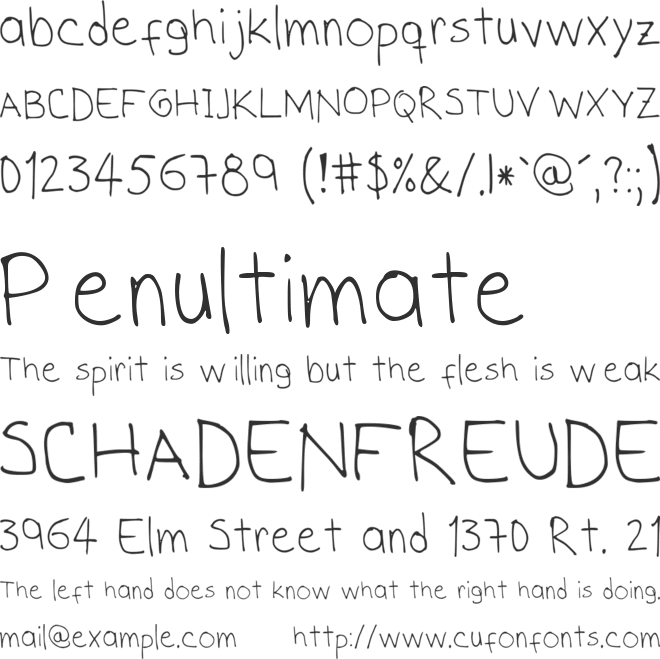 S Hand font preview