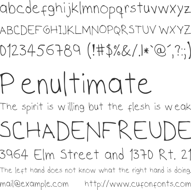 S Hand font preview
