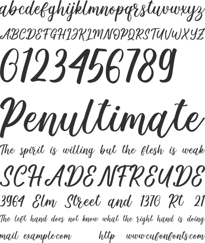 Kaligraphy font preview