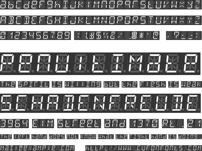 14 Segment LED font preview