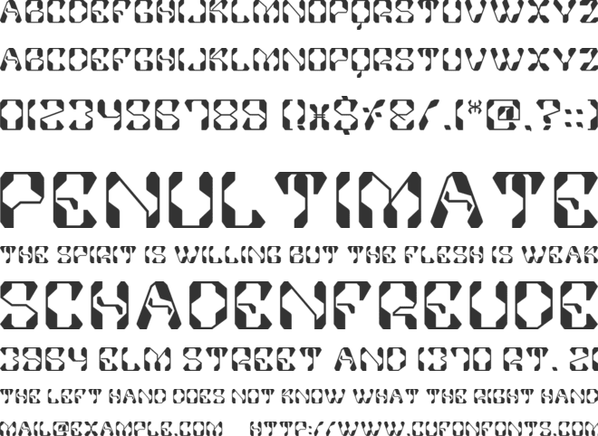 Zondrone font preview
