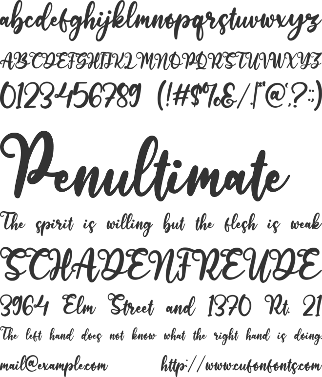 Olipeach font preview