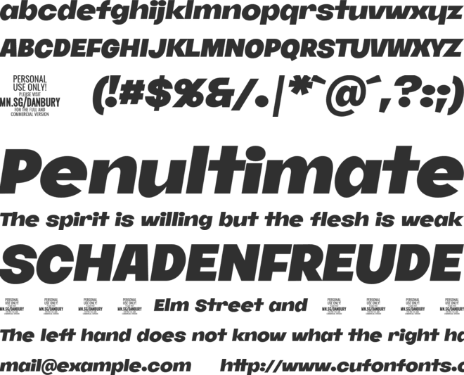 Danbury PERSONAL USE font preview
