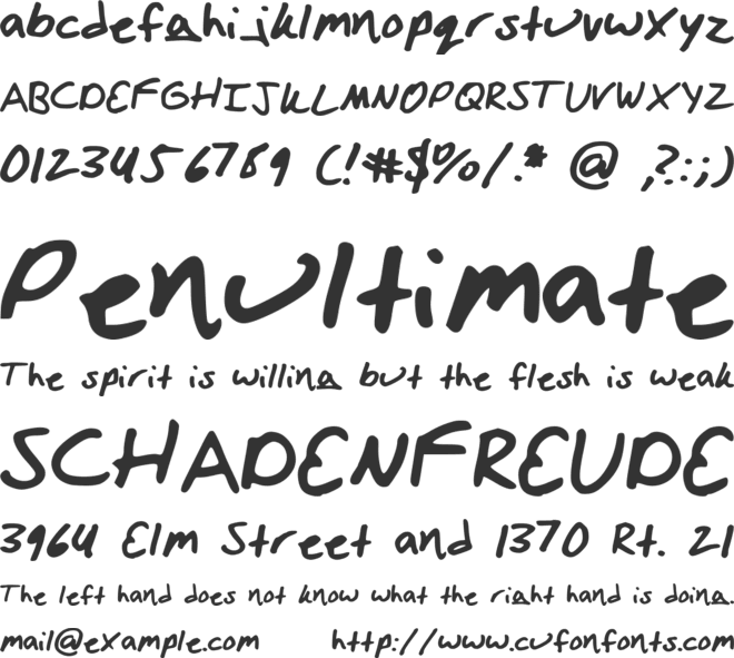 IzziHand font preview