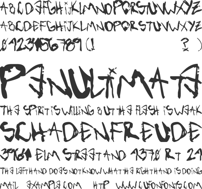 Vibratte Letters ! font preview