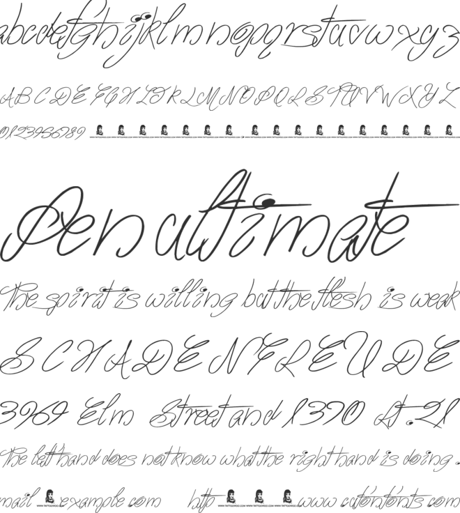 The Waddys font preview