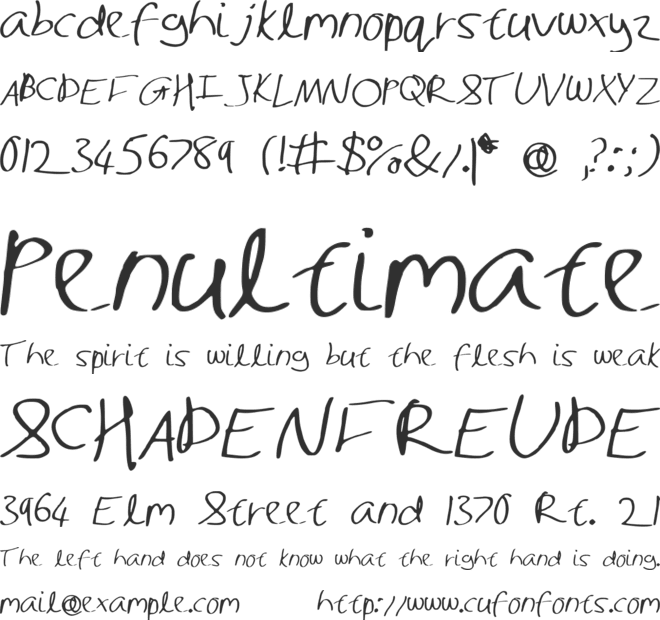 ShaunHand font preview