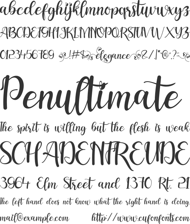 elegance font preview