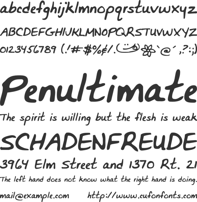 Bunnigrrrls handwriting YOFF font preview