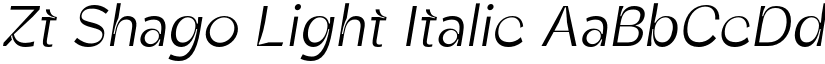 Zt Shago Light Italic font