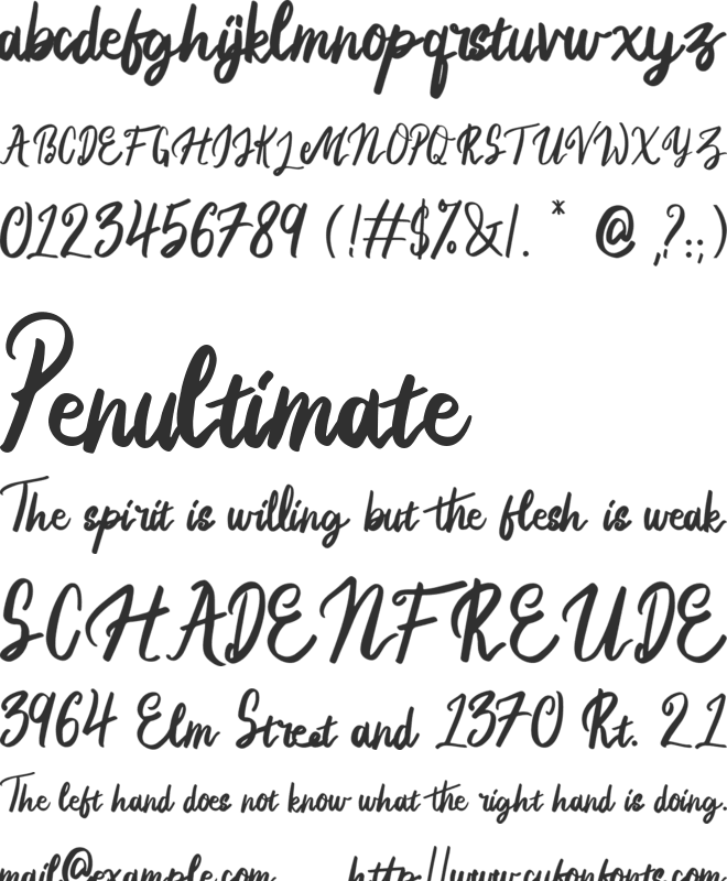 Angela Beautiful font preview