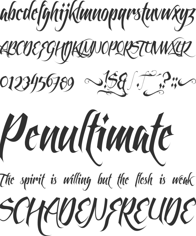Feathergraphy No Decoration font preview
