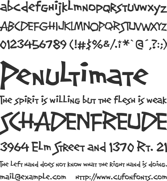Screwball font preview