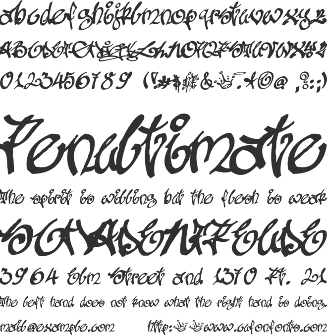 Tagging Zher font preview