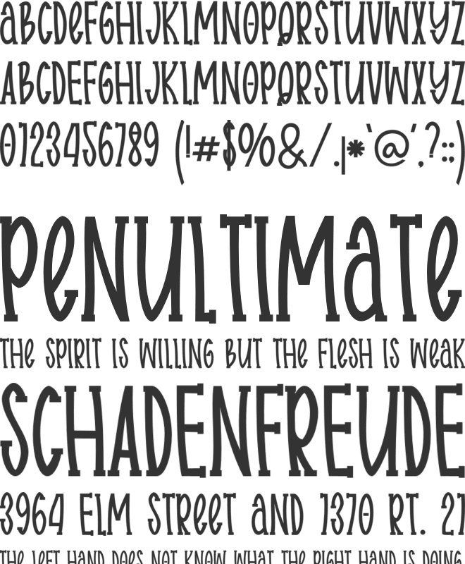 Body charms slap font preview