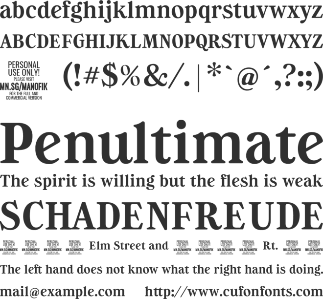 Manofik PERSONAL USE ONLY font preview